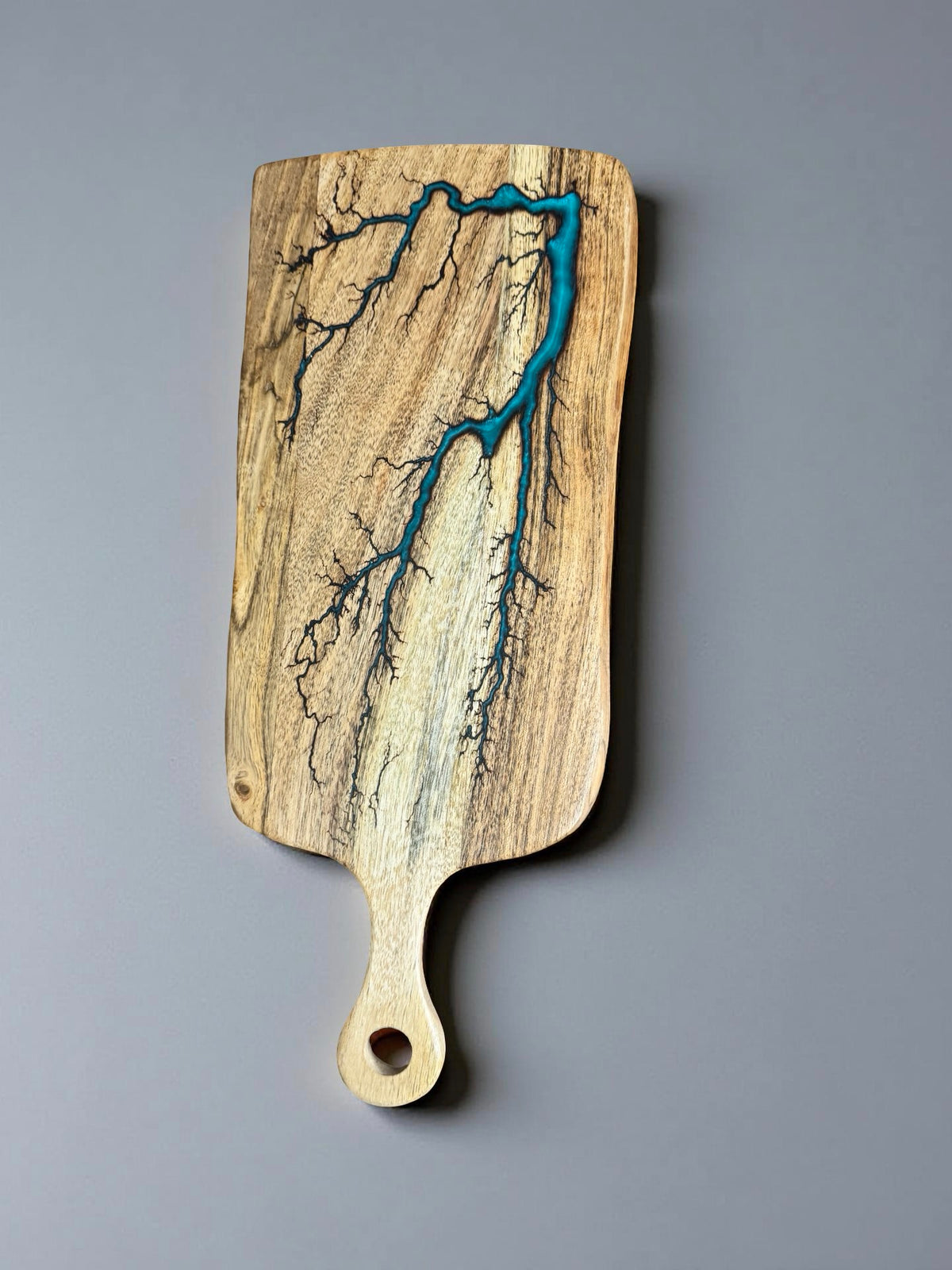 Rectangular teal resin cheese board handcrafted acacia serving board premium electric resin boards australia