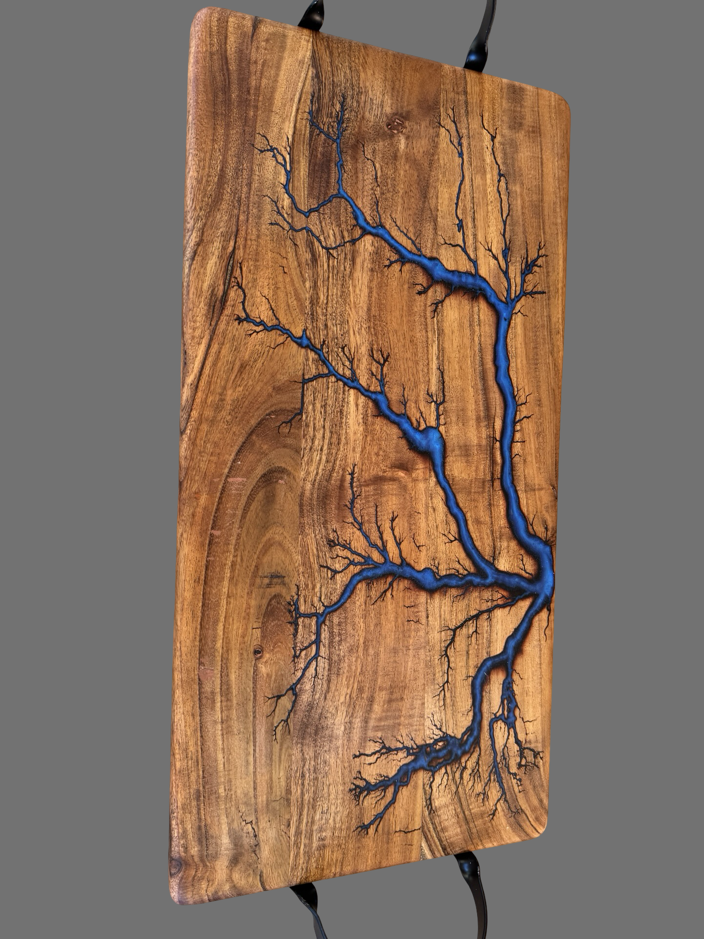 Premium sapphire blue resin cutting board, handcrafted hardwood serving board, East Gippsland Australia