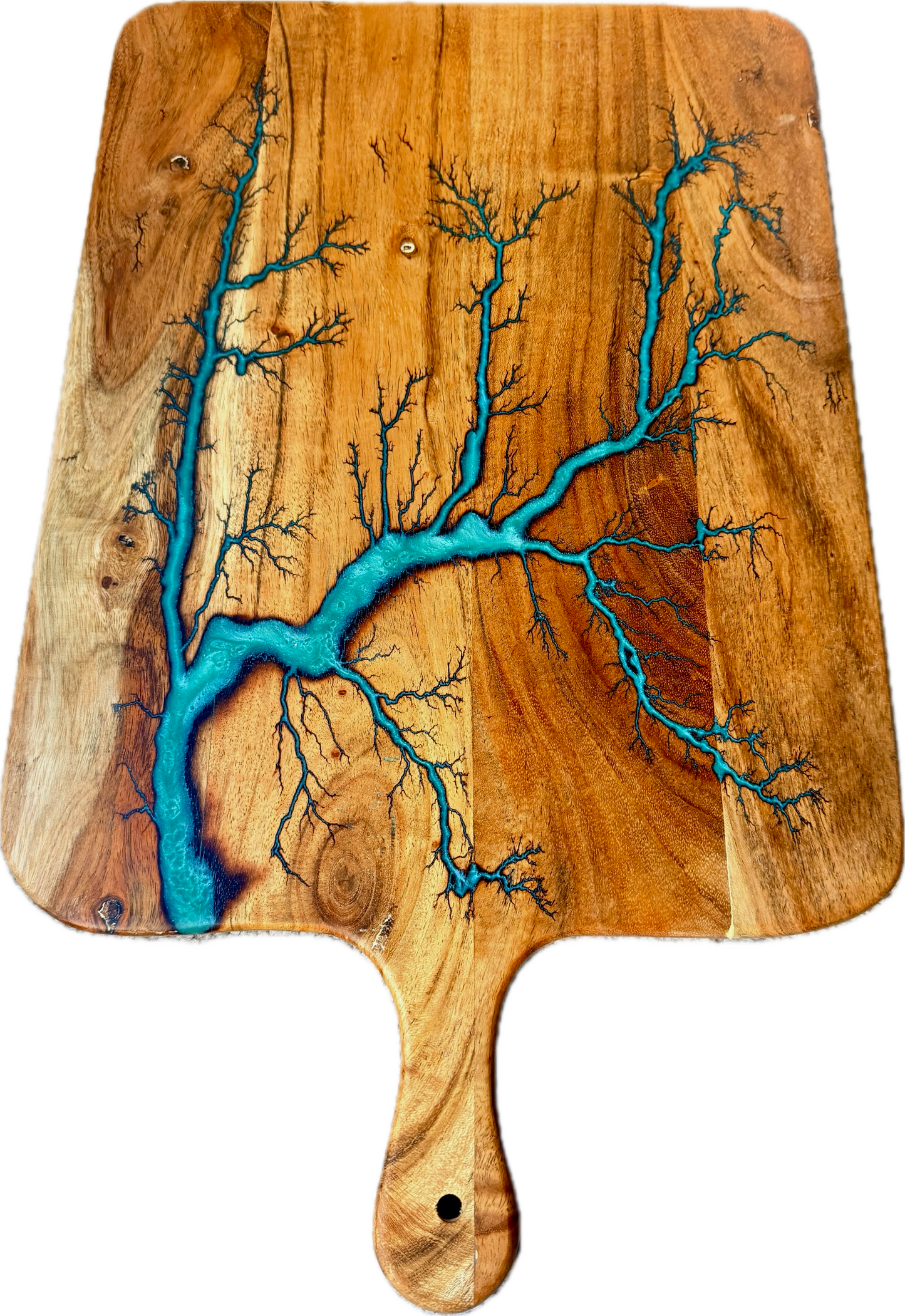 Large handmade resin paddle board with fractal burning, Australian hardwood serving board for grazing and entertaining, Vic