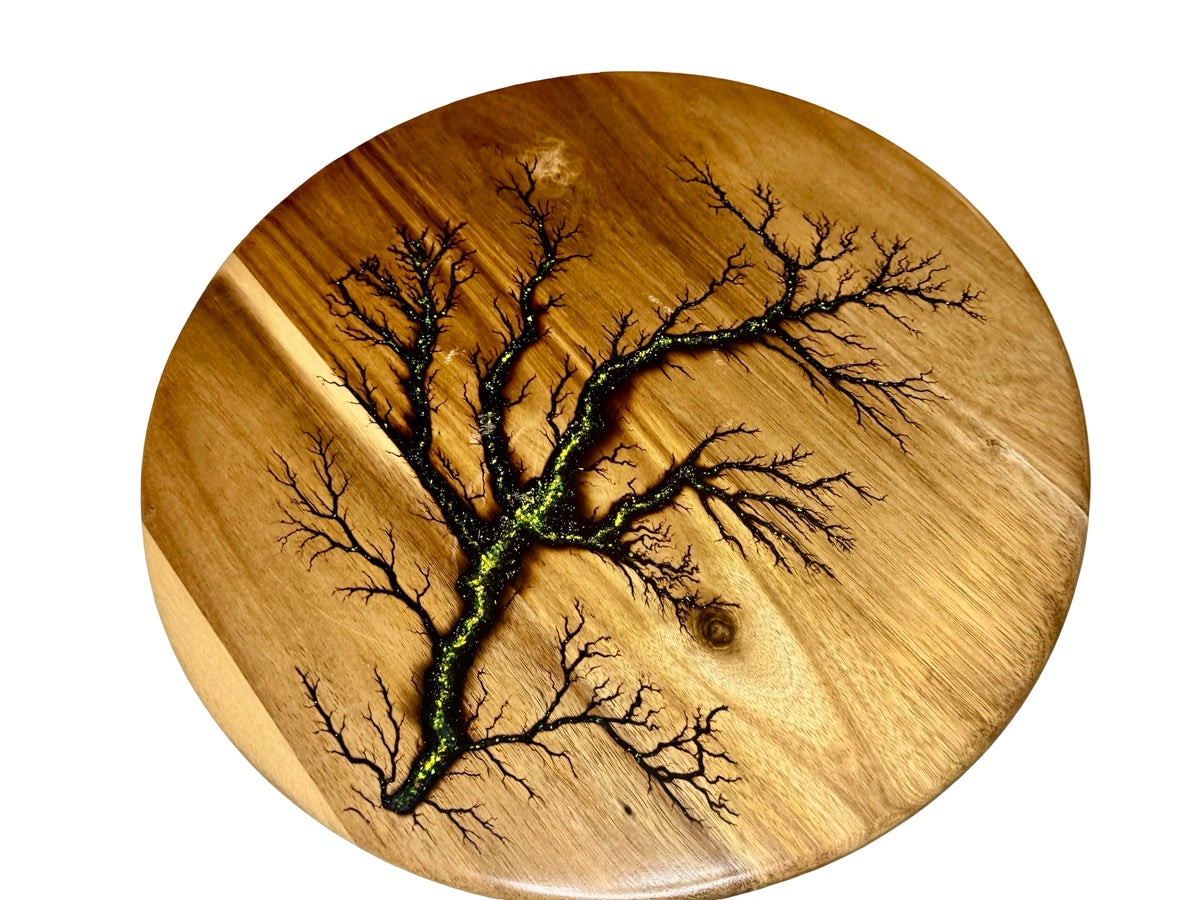 large lazy susan featuring green sparkle resin by fractal flow designs great table centre piece