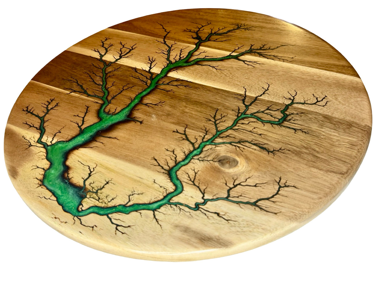 Side view of round lazy Susan made by fractal flow designs in Bairnsdale, east Gippsland, Victoria , Australia