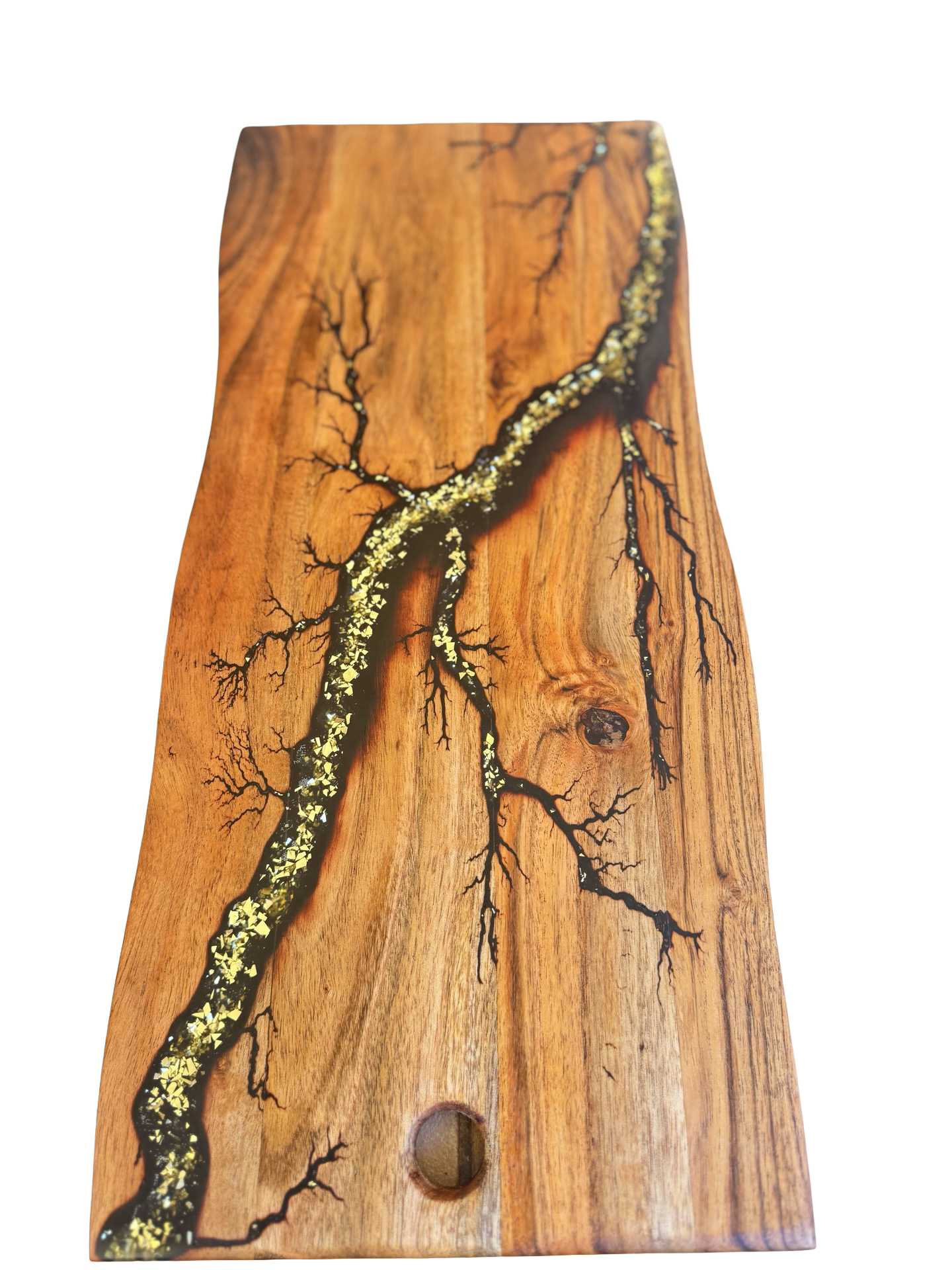 Gold sparkle resin art cheese board, Australian-made timber construction, Bairnsdale Victoria artisan workshop