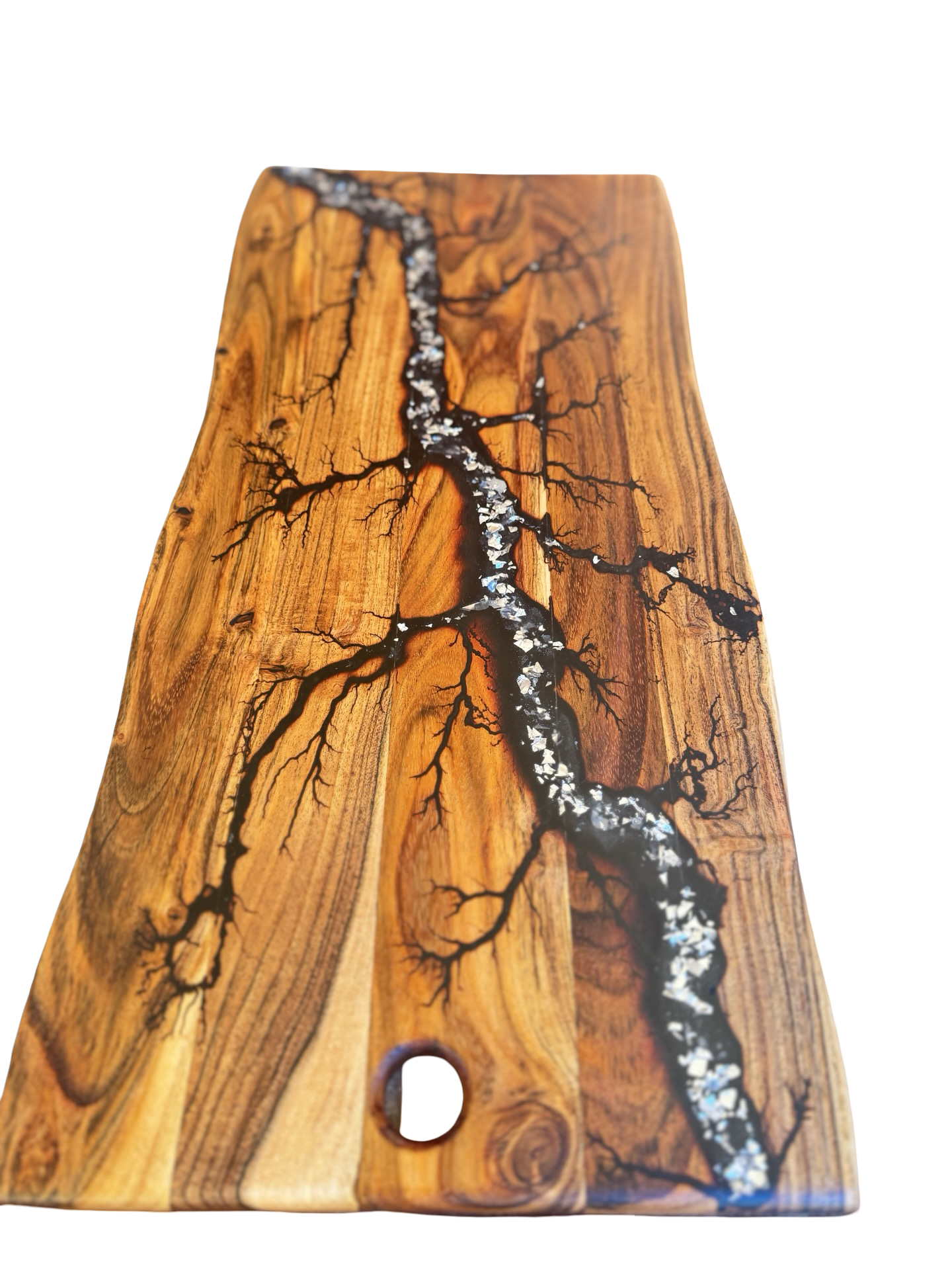 Premium black and silver resin grazing board, handmade hardwood serving board, Victoria
