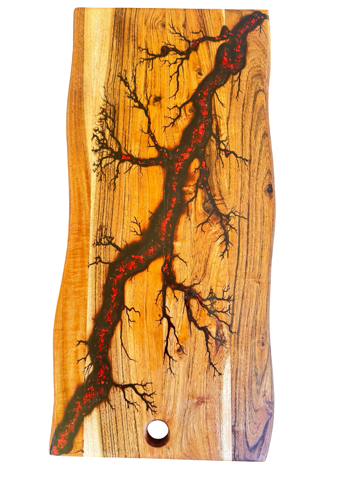 Black and red live edge resin board, handcrafted Australian timber serving board, Australian artisan made, Resin Art Boards