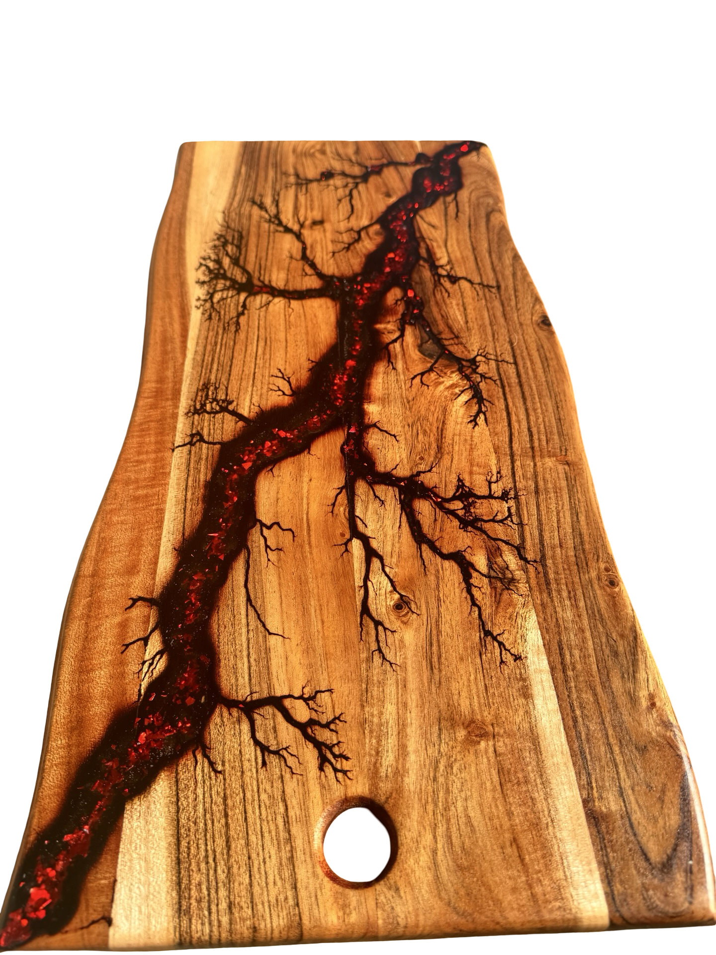 Deep black and red resin live edge board, luxury Australian