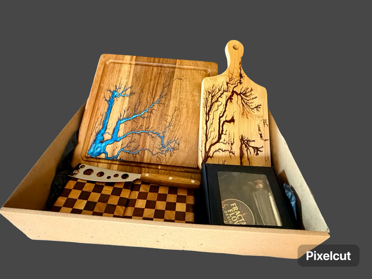 Sky blue resin cheese board gift hamper made in East Gippsland, Victoria