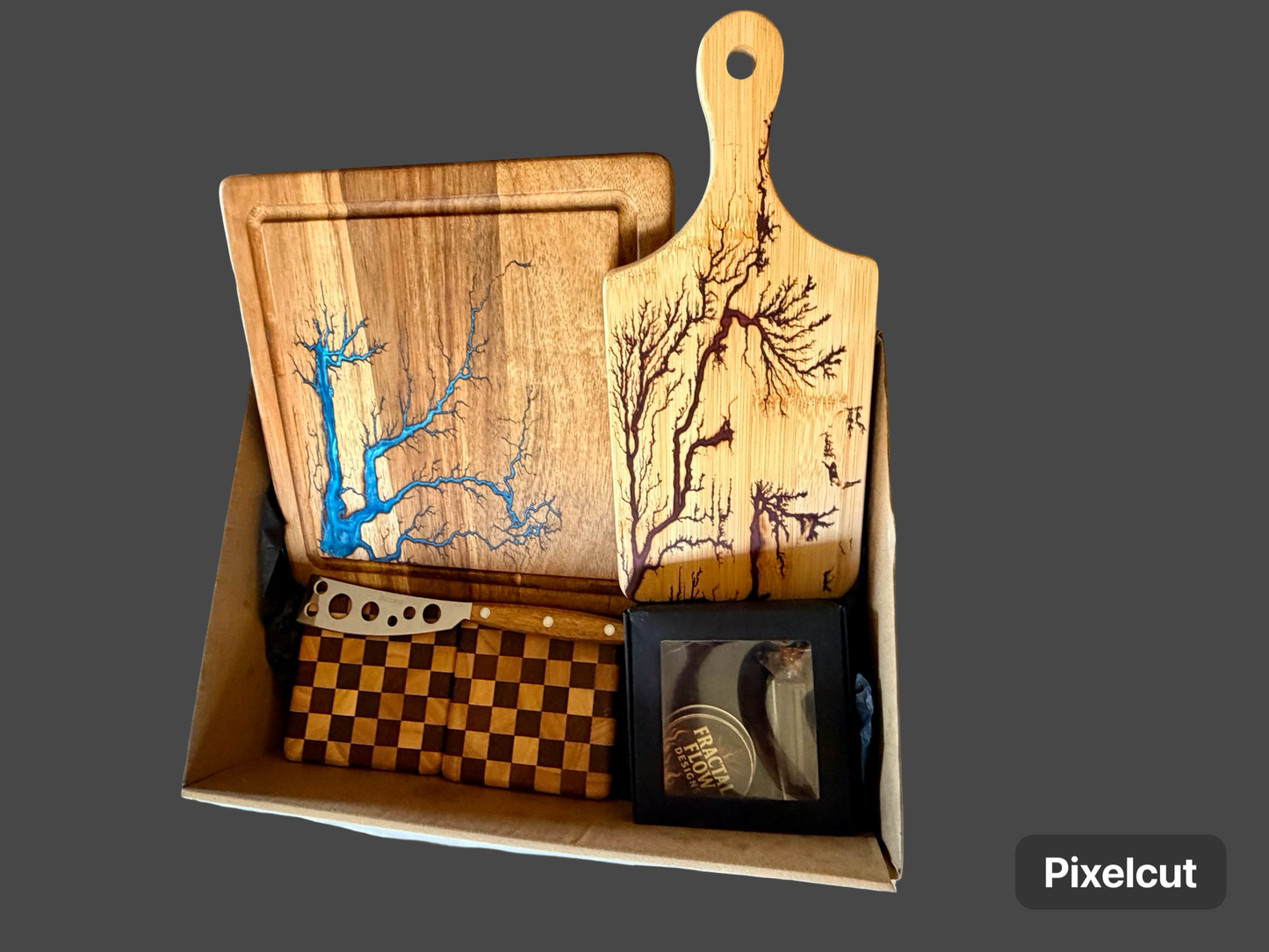 Australian handmade sky blue resin cheese board gift box for special occasions
