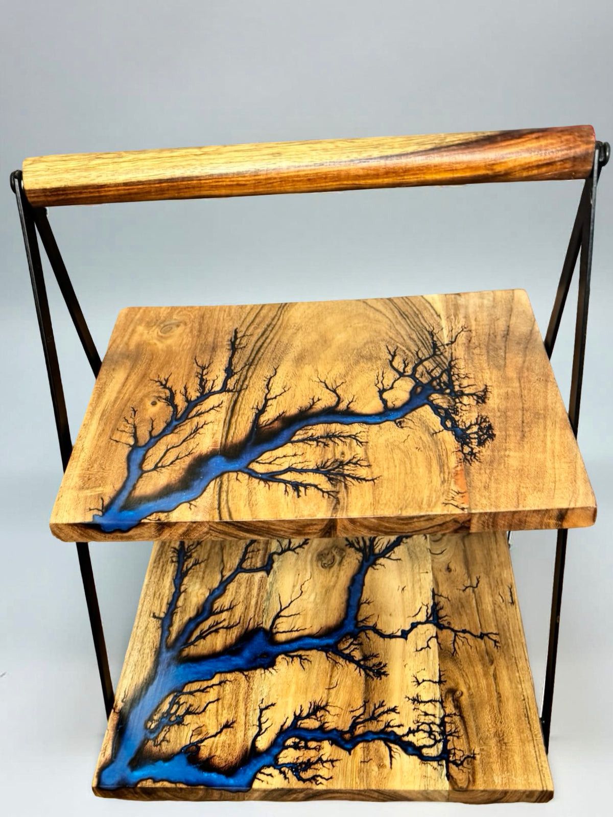 Sapphire blue premium resin cake board handcrafted timber dessert stand Australia wide