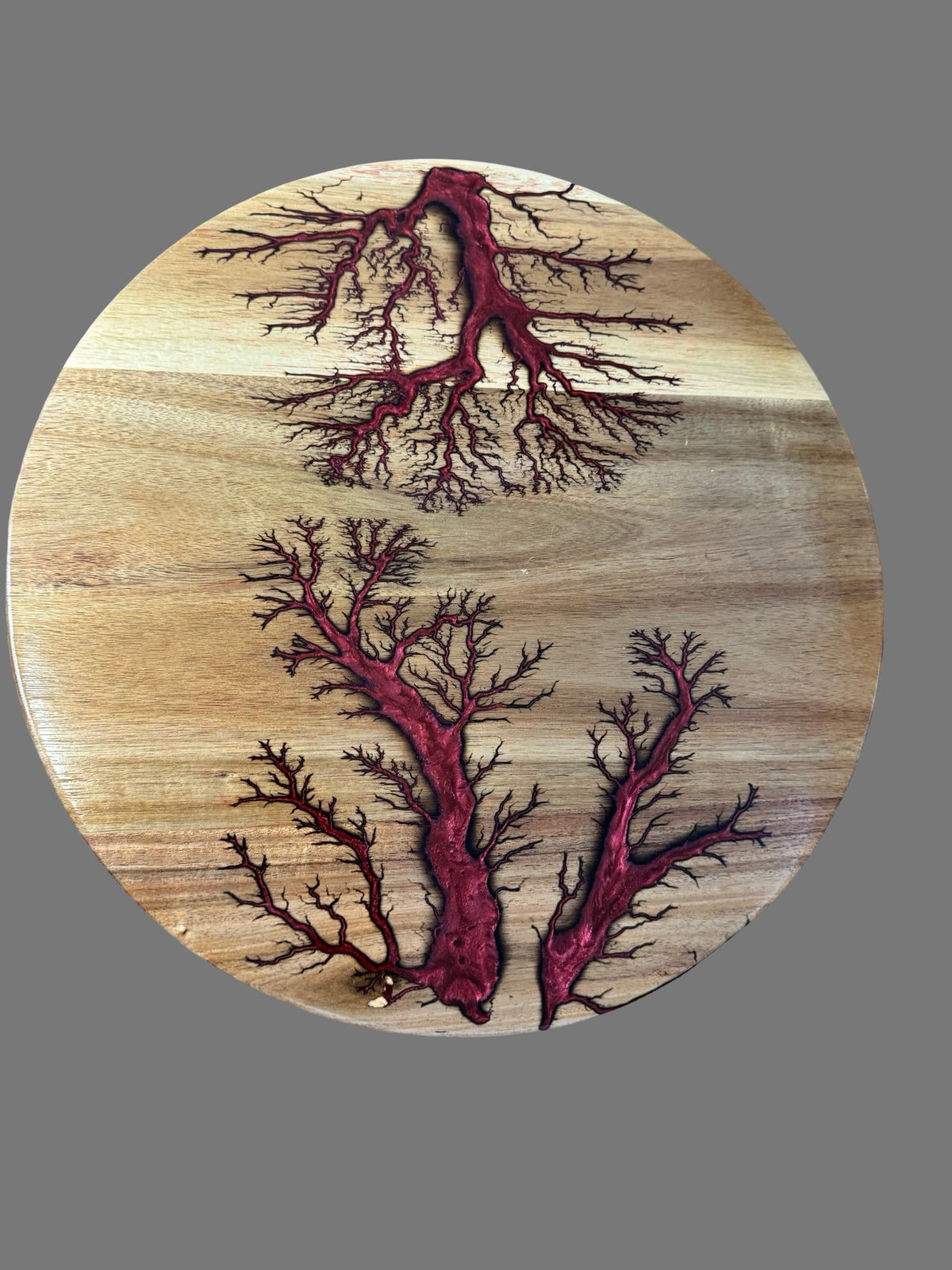 Premium Australian resin lazy Susan handcrafted by Fractal Flow Designs, round timber grazing platter, resin art serving board for entertaining East Gippsland
