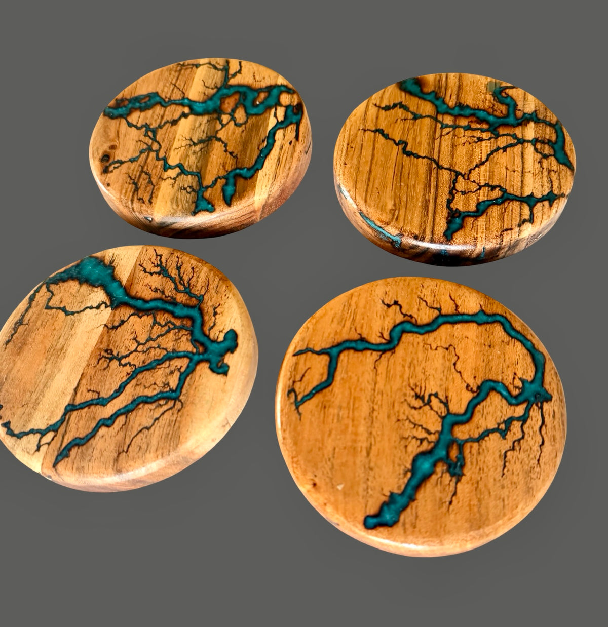 Premium acacia timber coaster set with marine green resin, handcrafted Australian gift for home entertaining