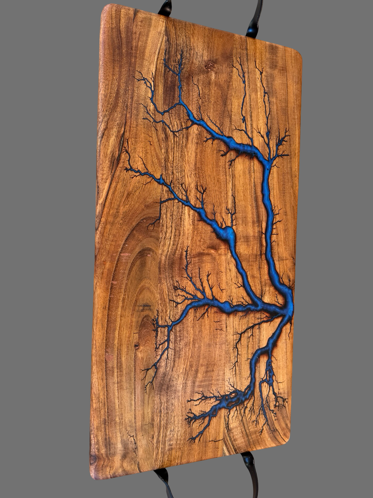 Premium sapphire blue resin cutting board, handcrafted hardwood serving board, East Gippsland Australia