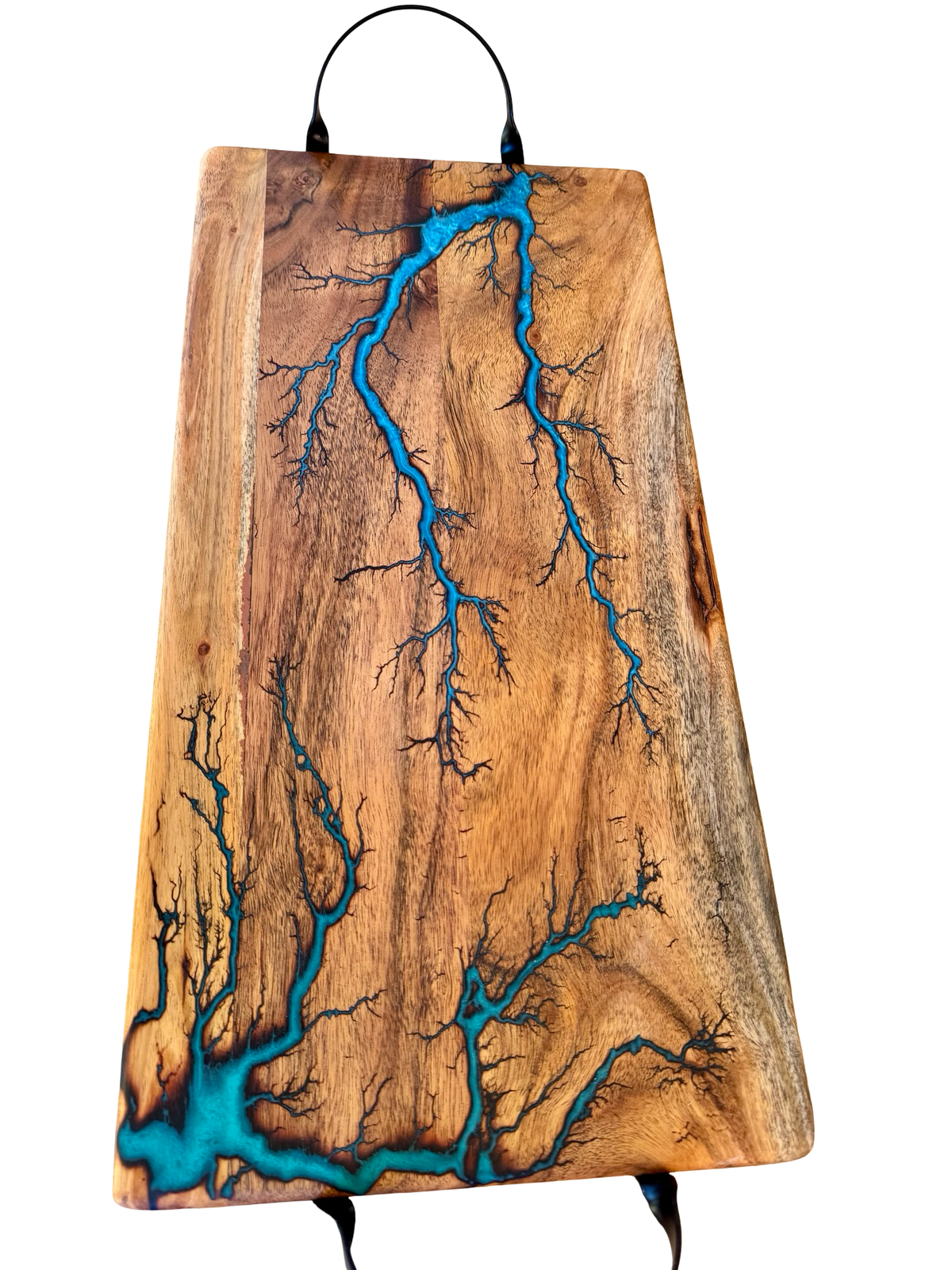 Australian-made blue and green resin platter board, luxury hardwood construction with handles, Bairnsdale East Gippsland Victoria