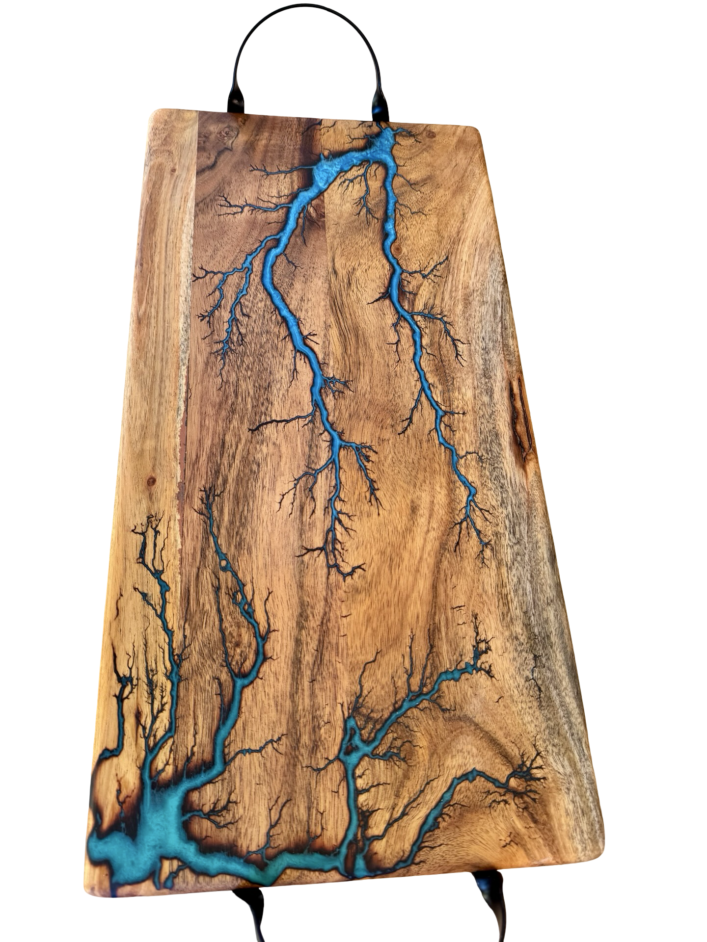 Australian-made blue and green resin platter board, luxury hardwood construction with handles, Bairnsdale East Gippsland Victoria