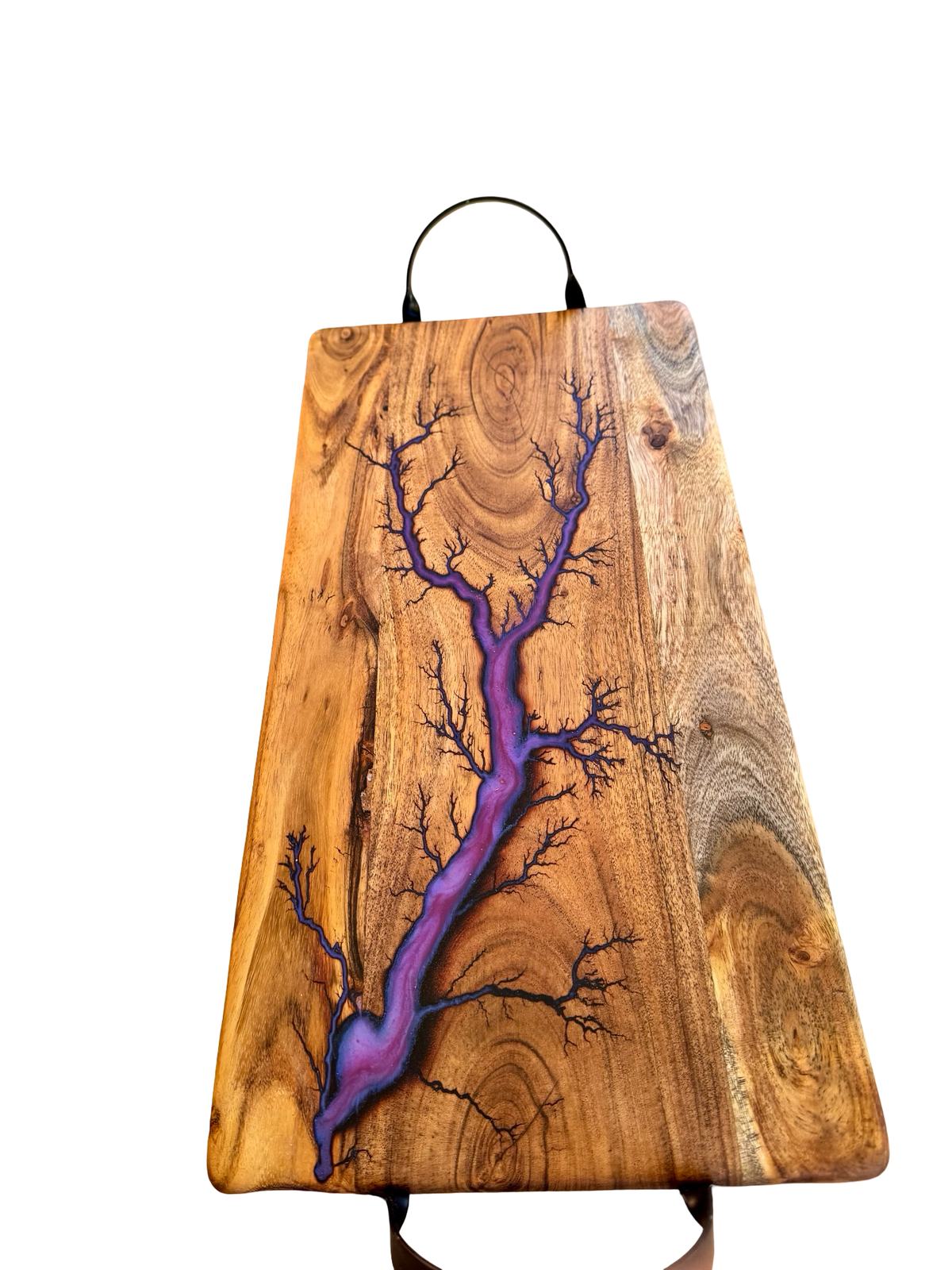 Purple resin charcuterie serving board, Australian-made timber craftsmanship, East Gippsland Victoria