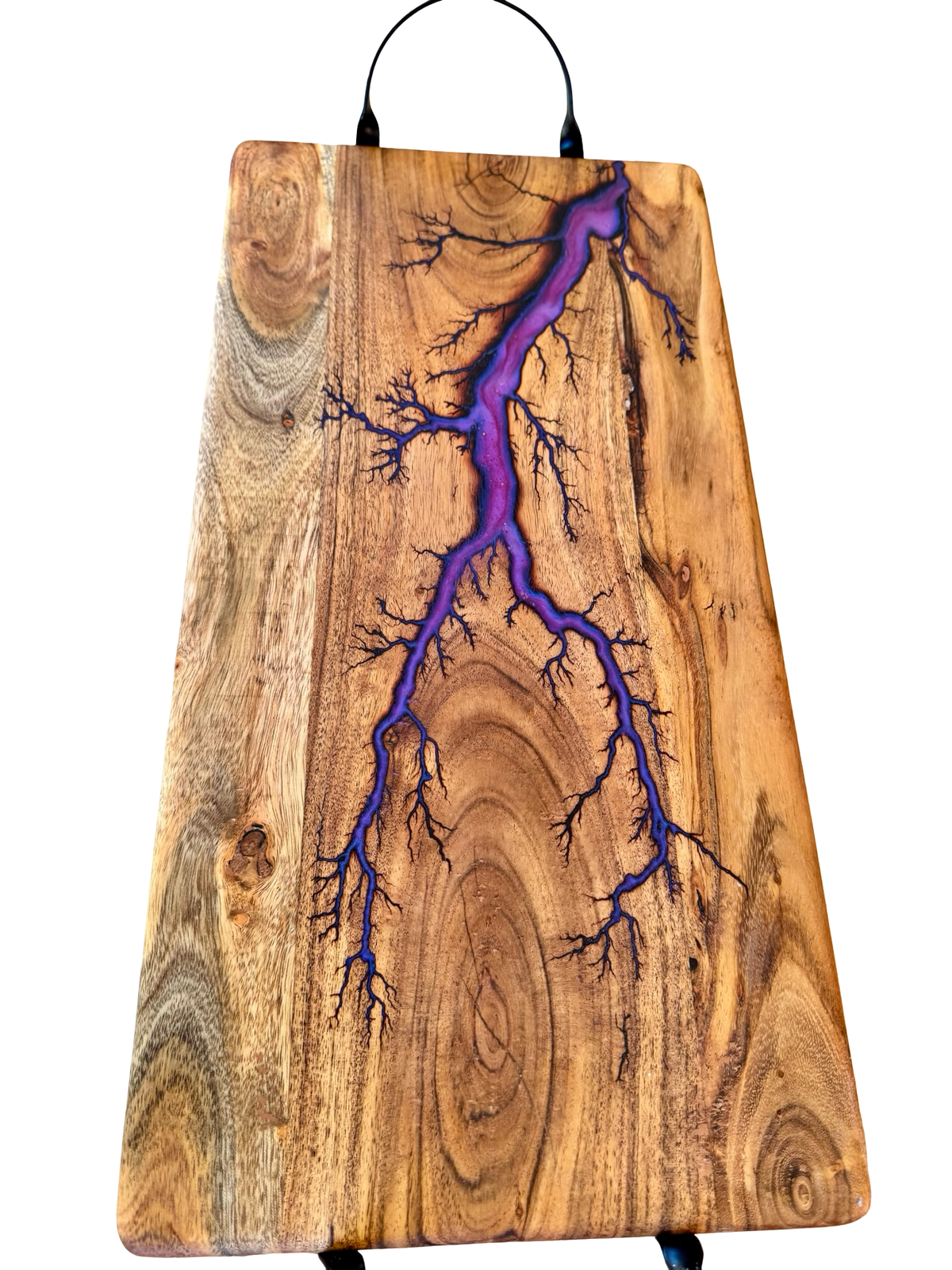 Deep purple resin serving board with natural timber grain, handcrafted in East Gippsland Australia, Resin Board