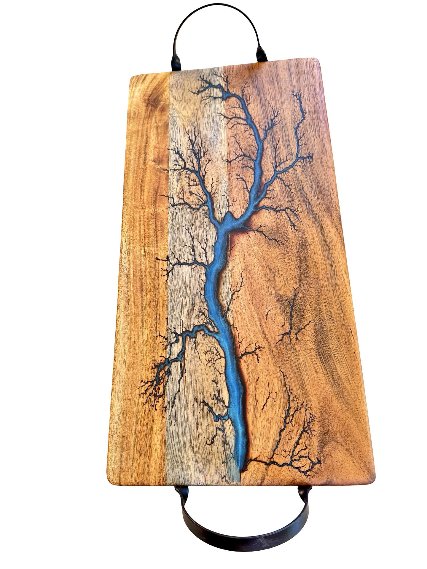 Soft sky blue resin serving board, luxury Australian-made hardwood board, Australia's best resin art boards