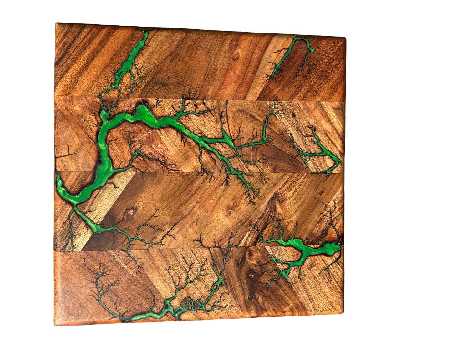 Green resin board Australian made chopping board East Gippsland timber grazing platter Fractal Flow Designs