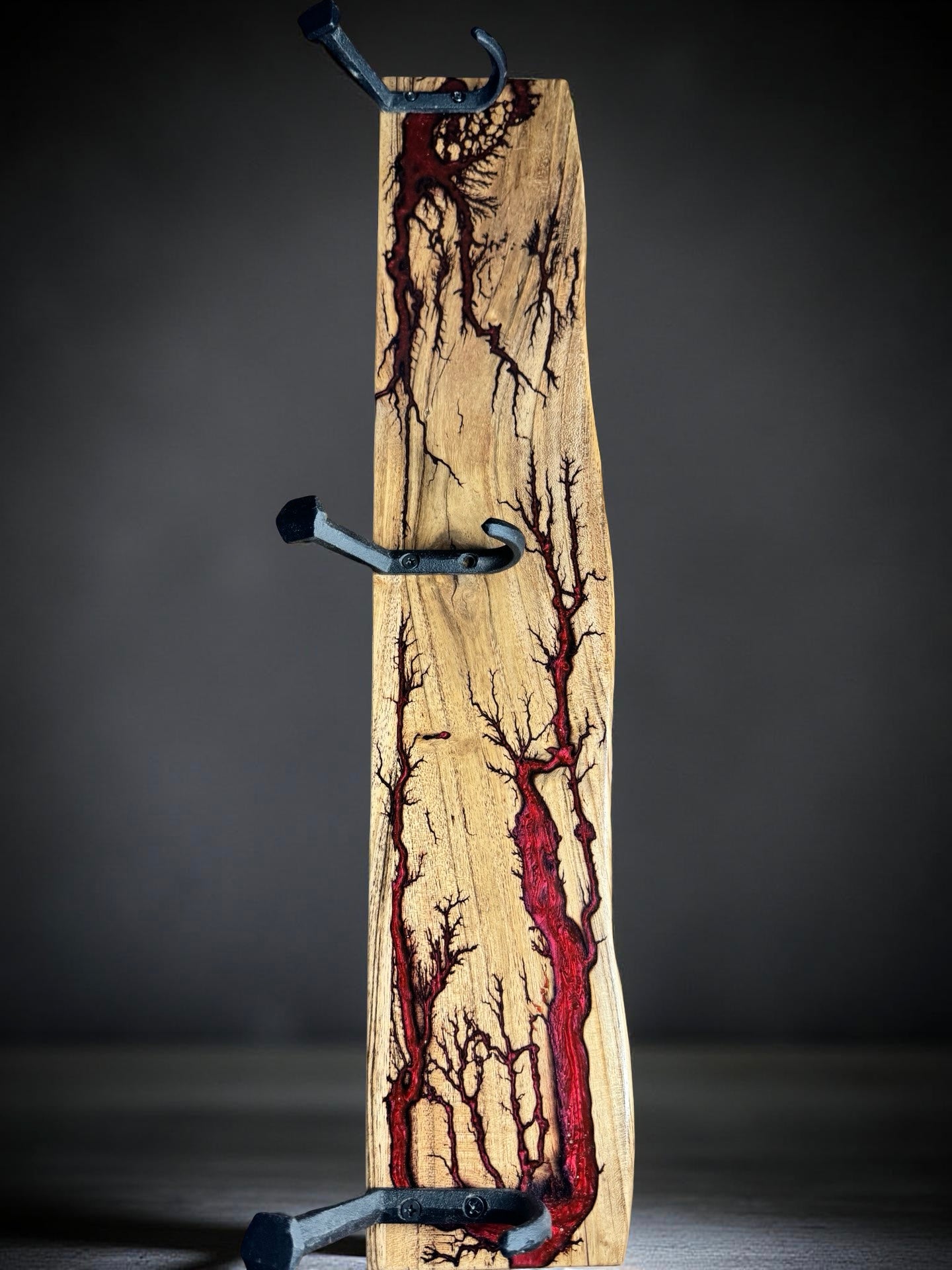 Resin & Timber Coat Rack | Red | Coat Hanger | Fractal Flow Designs | Australia