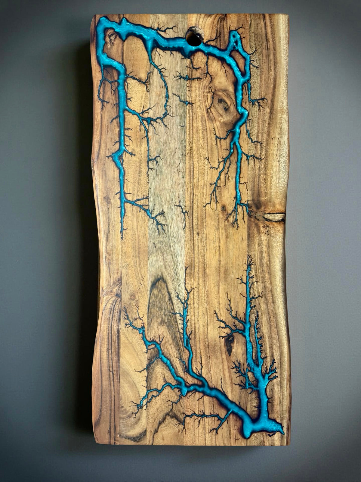Lagoon blue resin charcuterie board handcrafted Australian timber luxury serving platter
